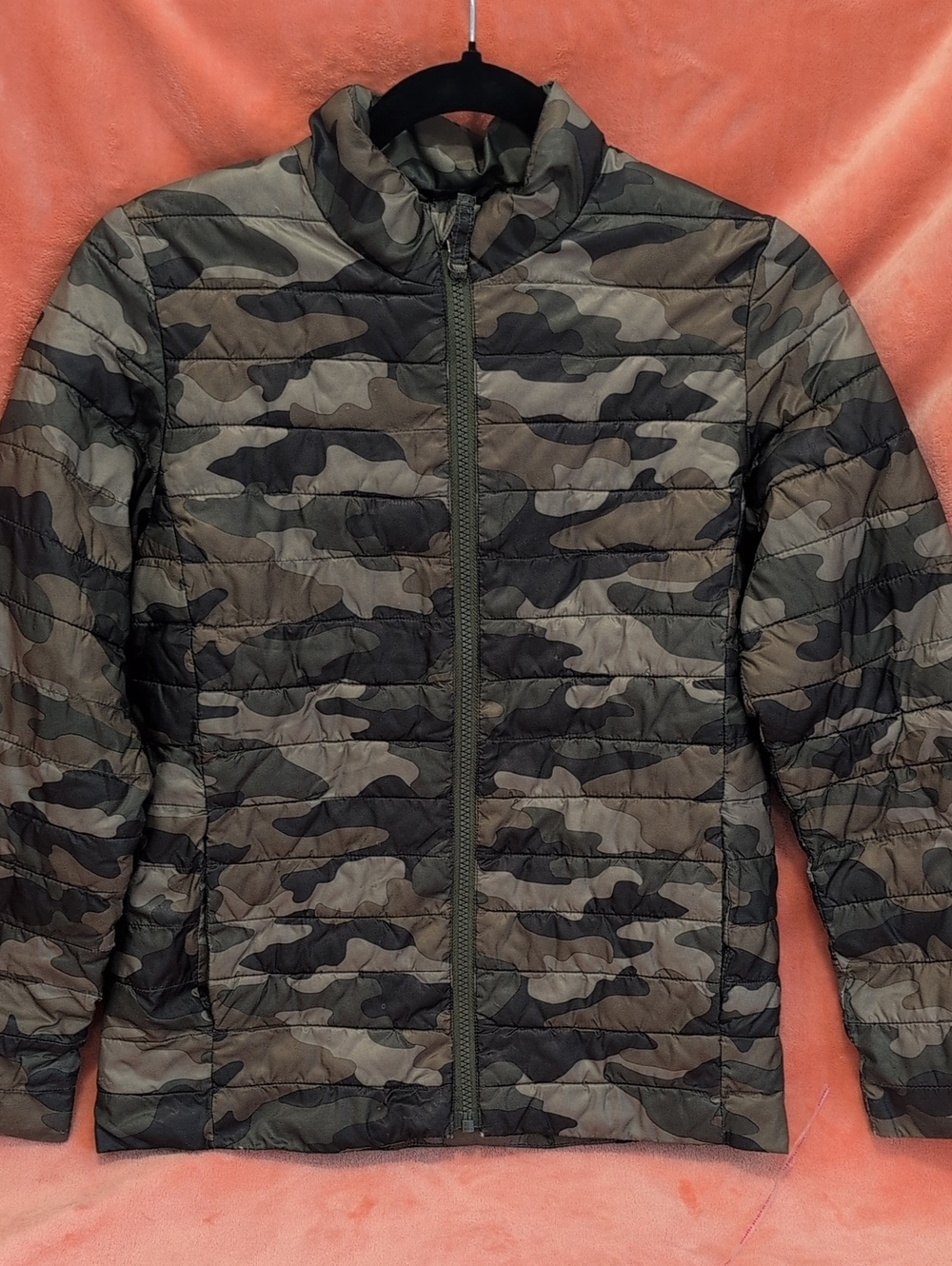Lands' End Boy's Camo Packable Quilted Jacket - Olive Green